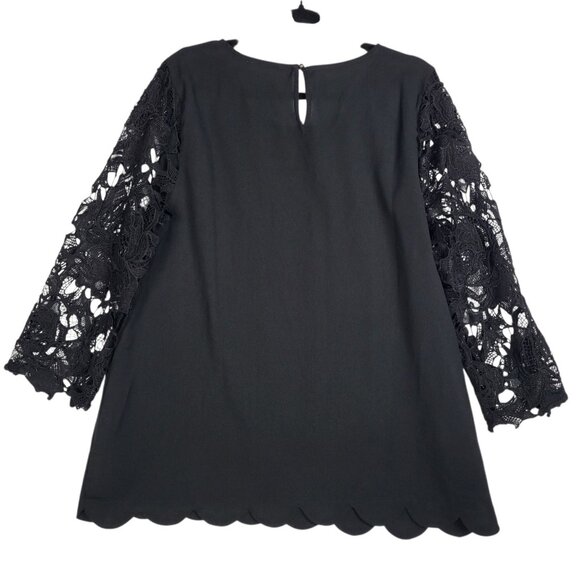 Entro Lace Sleeve Top Blouse Women's Large Black Pullover Boho Peasant Oversized - Picture 3 of 7